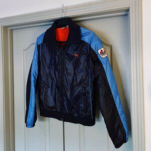 Vintage Puma Ski National Jacket – Blue & Black w/ Red Logo – 90s Y2K Style